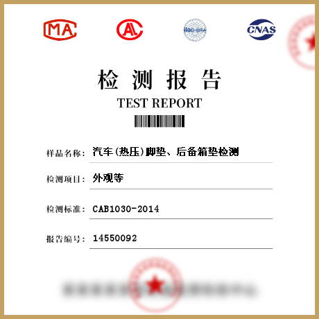 汽車(熱壓)腳墊、后備箱墊檢測